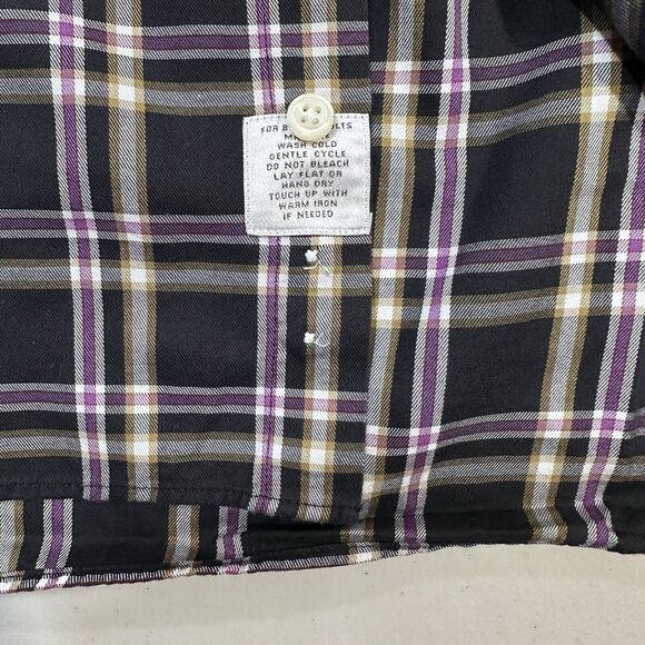Peter Millar Mens Shirt Plaid Button Down Long Sleeve Black Purple Cotton Size M - Picture 5 of 7